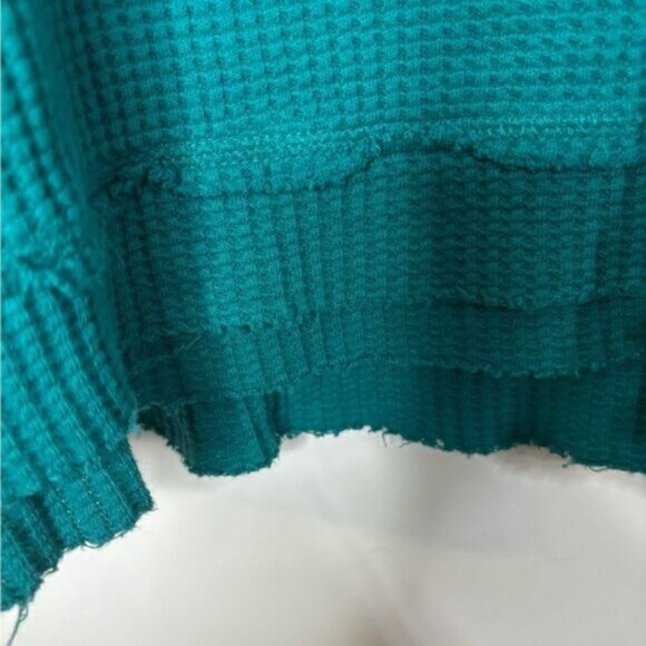 Soft Surroundings Waffle Knit Top Women’s Medium Teal Boho Decorative Buttons - Picture 9 of 12
